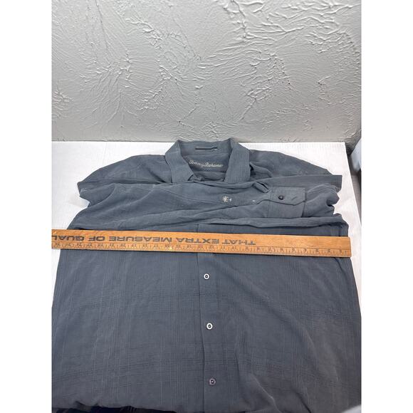 Tommy Bahama Shirt Mens Gray 100% Silk Long Sleeve Embroidered Geometric Size XL - Picture 5 of 5